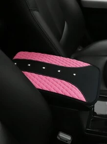 1 件装汽车扶手垫，带水钻和刺绣 PU 皮革，防水舒适中央控制垫，汽车配件 - 粉色 - 查看 4