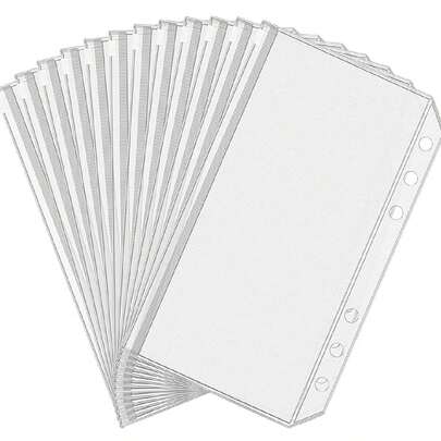 3/10/20个A6尺寸防水活页拉链袋透明收纳袋纸币零钱6孔活页现金信封拉链收纳袋