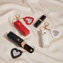 时尚迷你口红钥匙扣，可爱便携口红包。礼物。钱包钥匙扣，口红迷你收纳包，精美汽车钥匙扣挂件，迷你爱心小镜子随身带，情侣钥匙扣，女士包包挂件装饰，出行方便 - 彩色 - 查看 12