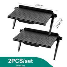 2 piezas Aumentador de monitor de computadora Soporte de escritorio para estante de TV, estante superior ajustable para pantalla de TV, soporte simple para monitores superiores de TV - Negro - Ver 6