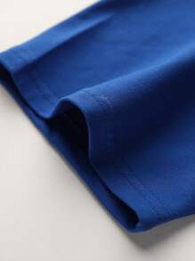 2024春夏款少年時尚心形標語圓領T恤 - 藍色 - 查看 3