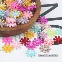 100入組珍珠雪花造型裝飾鈕扣，適用於服裝、手提包、帽子配飾DIY製作材料 - 白色 - 查看 7