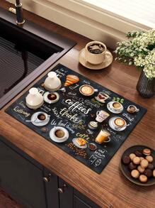 1pc, Coffee Machine Diatom Mud Drainage Pad, Soft Rubber Drain Pad, Non-Slip Super Absorbent And Wear-Resistant Dish-Washing Dry Pad, Placemat For Countertop Dining Kitchen Table Mat, Pet Pad, Courtyard Table Decoration, Household Kitchen Supplies School Supplies Back To School