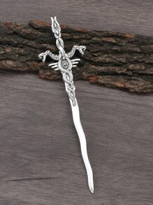 XJYHDY 1 Stück Retro Wikinger Schwert Haarstäbchen, Mithril Schwert Fantasy Haarstäbchen, Heidnischen Haarschmuck, Wikinger Haarstäbchen, Wikinger Haarnadel - Silber - Übersicht 12