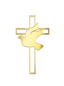 1 pieza Nuevo topper para pastel acrílico de paloma y cruz para fiestas y decoraciones de bautizo de bebé - Multicolor - Ver 5