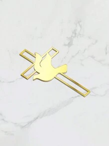 1 pieza Nuevo topper para pastel acrílico de paloma y cruz para fiestas y decoraciones de bautizo de bebé - Multicolor - Ver 4