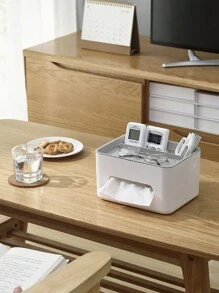 1pc Multifunction Tissue Storage Box - Light Grey - View 7