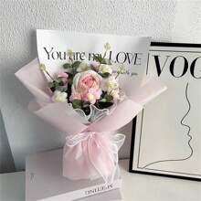 1 件手工针织纱线牡丹花束，情人节、母亲节、毕业典礼、生日的现成礼物 - 多色 - 查看 8