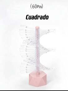 Muestrario de espiral. 60 piezas.  punta oval . Único color cristal y base rosa. Ideal para exhibir tonos, efectos y técnicas de mano alzada. - Rosa - Ver 1