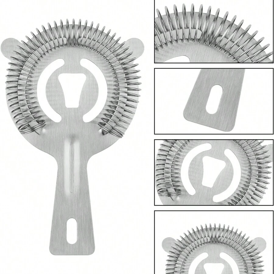 1 pieza o 2 piezas de colador de cóctel con muelle de alta densidad, filtro de acero inoxidable, accesorio de cóctel, colador de hielo, filtrar impurezas, mejorar la calidad del sabor, ajustar la concentración y mejorar la apariencia. Adecuado para bares, restaurantes, mixólogos y uso doméstico. - Plateado - Ver 1