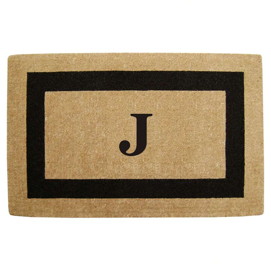 Heavy Duty Coir Doormat Single Picture Frame, Plain - Black 22" X 36" - 字母組合 J - 查看 1