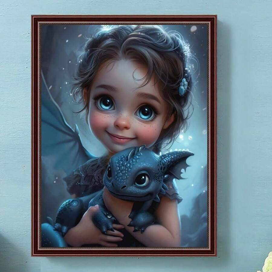 1入組30x40cm/11.8x15.7in DIY 5D鑽石畫，女性與動物，全鑽石刺繡十字繡圖片，不含相框，適合牆面裝飾初學者禮物 - 彩色 - 查看 1