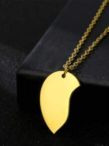 1 para spersonalizowany naszyjnik dla par damski spersonalizowany w kształcie serca rzeźbiony naszyjnik z imieniem biżuteria ze stali nierdzewnej na prezent - Złoto - Zobacz 3