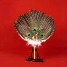 1把羽毛扇，夏季便攜式鵝毛扇，風孔明羽毛扇，老式嬰兒白色諸葛亮扇 - 加長精品羽毛扇 - 查看 4