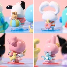 Miniso Sanrio Characters Carrying Buddy Series Blind Box Ornament Cartoon Cute Cinnamoroll Kuromi My Melody Pompom Pochacco Mysterious Surprise Box Desktop Anime Figure Model Toy Gift (Random Delivery,1pc)