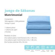 JUEGO DE SABANAS MATRIMONIAL - Azul - Ver 2