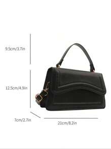 Lightweight,Business Casual Mini Square Bag Elegant Black Top Handle Flap PU For Teen Girls Women College Students,Rookies & White-Collar Workers Perfect For Office,College,Work ,Business,Commute,Outdoors, Travel, Outings - Black - View 4