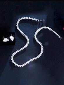 3pcs/Set Fashionable Luxury Water-Drop Cubic Zirconia Women Earrings Necklace Jewelry Sets For Wedding Party Daily Wear