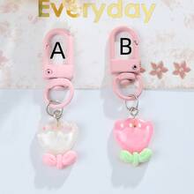 1pc Resin Tulip Flower Creative And Simple Keychain Bag Accessory - Multicolor - View 4