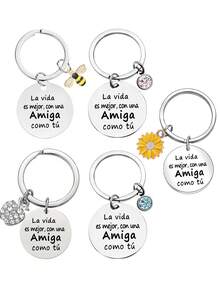 1pc Best Friend Spanish Love Gift Keychain For Men, Friendship Key Chain, Birthday Present, Wholesale - Multicolor - View 9