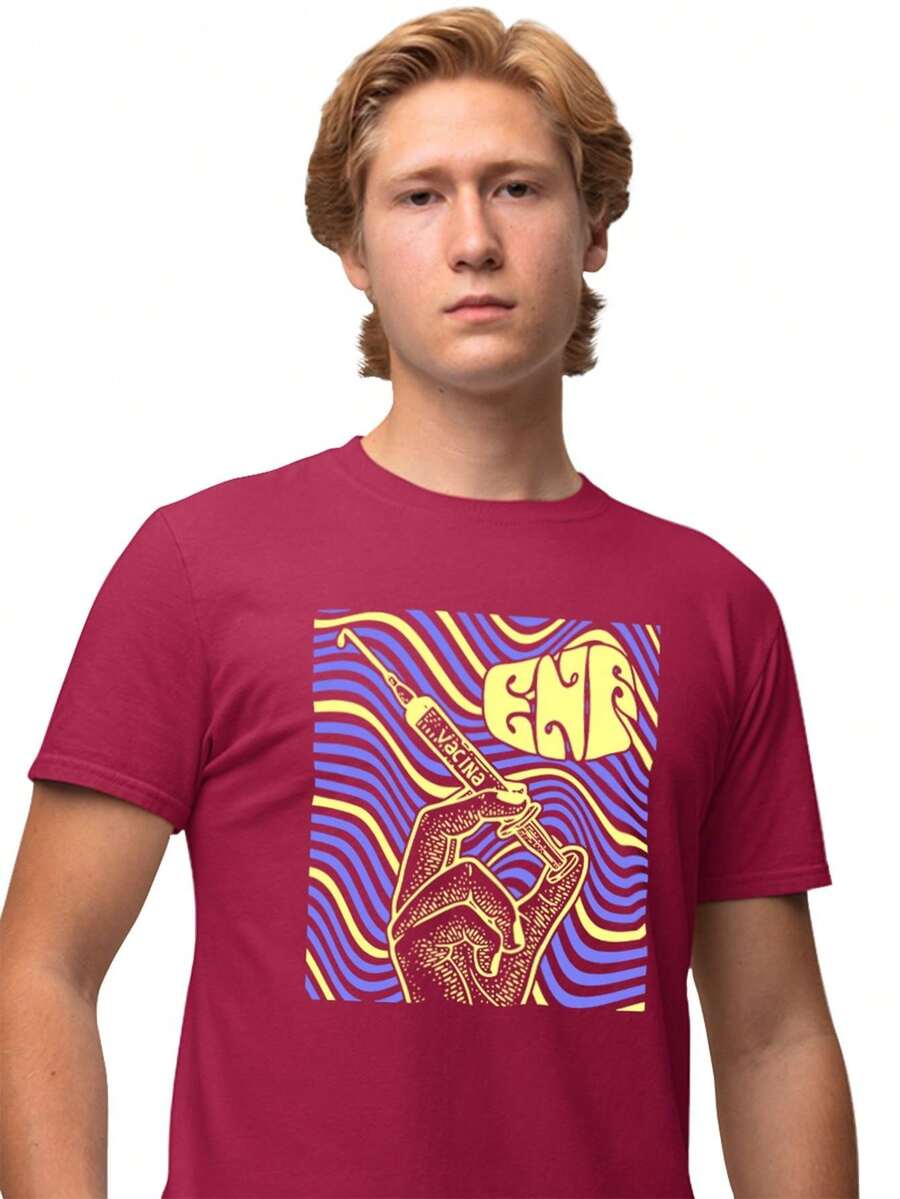 Men T-Shirts - 酒紅色 - 查看 1