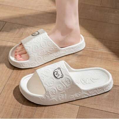 夏季卡通熊厚底拖鞋 女士室内/室外防滑浴室人字拖沙滩凉鞋，鞋子，春夏精选，伴娘礼物，房间，卧室装饰，沙滩，旅行，男士，女士，度假，可爱小物