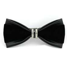 Corbatín de hombre de moda de piel de PU con tachuelas de cristal brillante, adecuado para bodas, fiestas, escenario o cócteles, disponible en múltiples colores