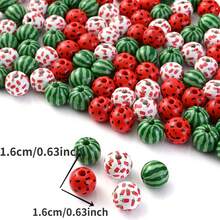 10pcs  16mm  Watermelon  Wooden  Beads  For  Crafts  Round  Fruit  Colorful  Summer  Wooden  Beads  Spacer  Beads  For  DIY  Jewelry  Craft  Bracelet   Necklace  Making - Round Beads - View 3