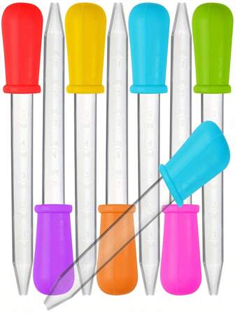 6 stuks vloeistofdruppelaars, siliconen en plastic pipetten transferpipet met bolvormige punt terug naar school