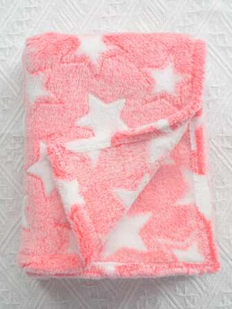 1pc Star Pattern Plush Flannel Baby Blanket Super-Soft Lightweight, Fleece Baby Blanket For Unisex, Portable Receiving Blanket For Infant Stroller Fuzzy Warm Cozy Blanket For Boys Girls