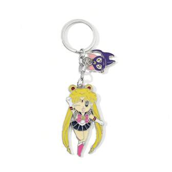 1ชิ้น การ์ตูนอะนิเมะที่สวยงามสาวนักรบพวงกุญแจ, จี้กระเป๋า