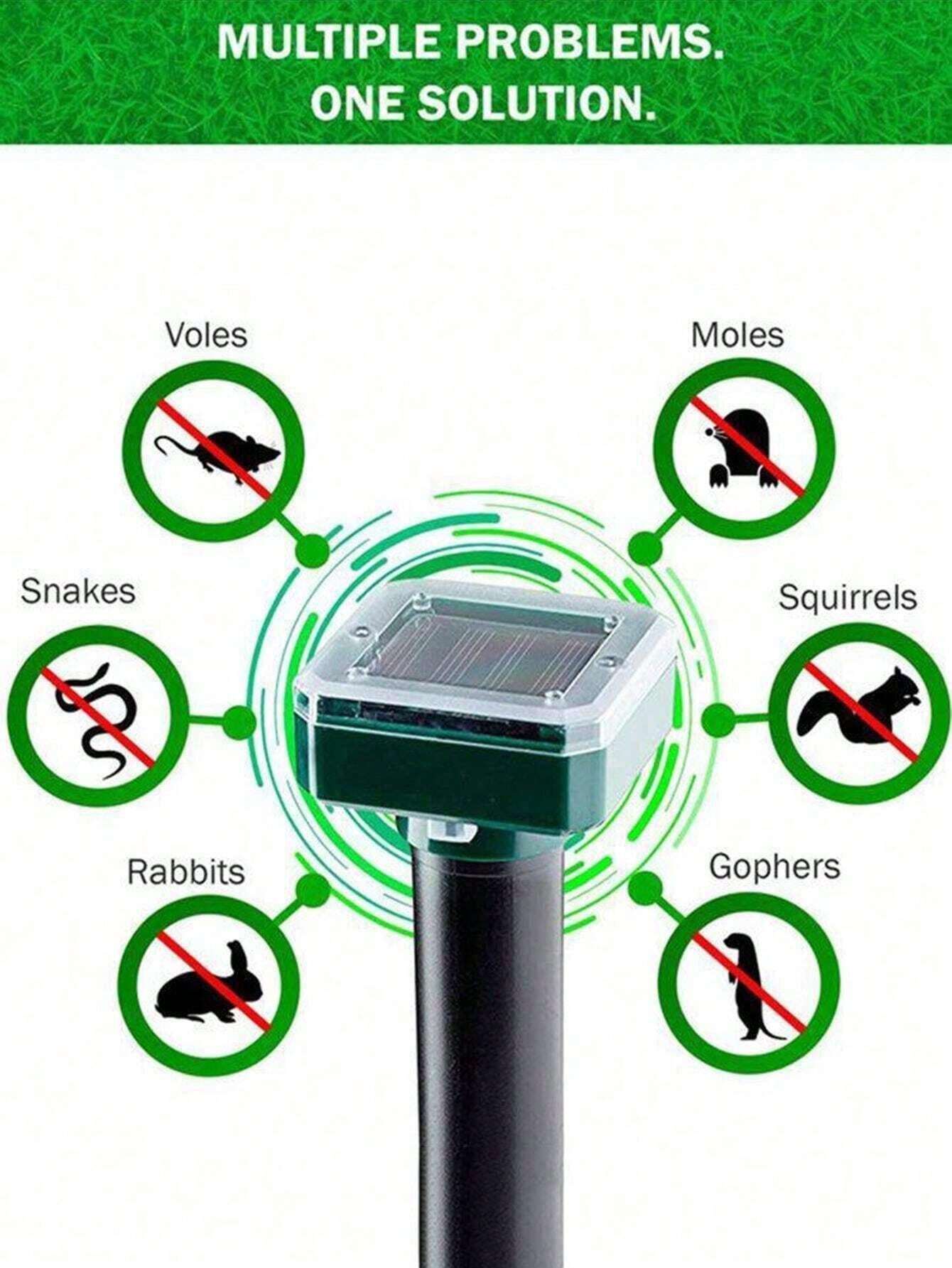 1pc Ultrasonic Solar Powered Pest Repeller With Motion Sensor