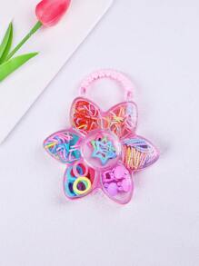 1pc Girls Cute Flower, Butterfly, Candy, Bow-Knot, Square Transparent Handle Clip, Hair Towel Ring, Mini Claw Hair Clip Headpiece Accessories, Suitable For Daily, Vacation, Party, Gift For Kids (Color Random)