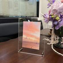 1 pieza Portafoto acrílico transparente con soporte para escritorio para imagen/tarjeta de estrella encantadora - transparente - Ver 8