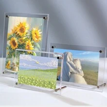 1 pieza Portafoto acrílico transparente con soporte para escritorio para imagen/tarjeta de estrella encantadora - transparente - Ver 4