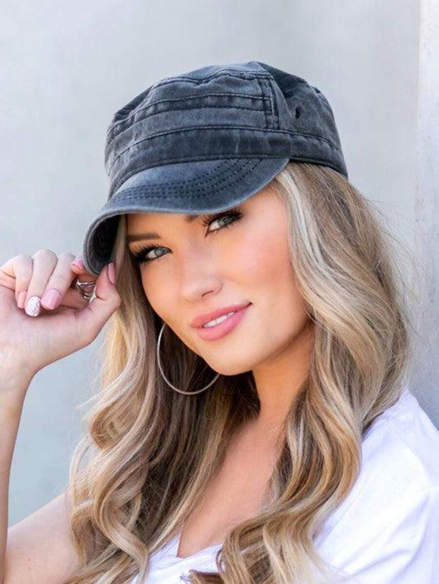 1Pc Unisex Casual Vintage Flat Cap For Everyday Adventure – Versatile Cadet Style Baseball Hat - Flat Cap - View 1