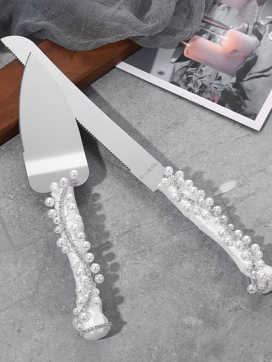 1set New Style Plastic Handle Rhinestone Cutlery Set For Wedding Decoration - Silver - View 1
