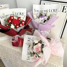 1 件手工针织纱线牡丹花束，情人节、母亲节、毕业典礼、生日的现成礼物 - 多色 - 查看 2