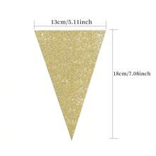 1pc Golden Green Triangle Banner Decoration Greenery Party Supplies Bunting Signs For New Years Birthday Classroom Anniversary Decoration Graduation Flags,Christmas - Green - View 3