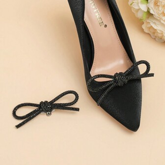 1 Pair Handmade Black Rhinestone Shoe Clips, Suitable For Wedding Shoes, High Heels, Flats, Detachable Decorative Shoe Accessories