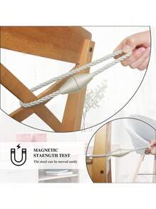 1 件磁性窗帘绑带绳现代手工窗帘绑带装饰窗帘编织固定绳适用于窗户装饰，奶油色 - 米色 - 查看 3