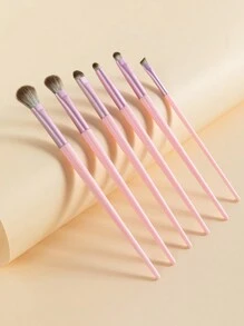 6pcs Eye Makeup Brushes Set Including Angled Eyeliner, Detail Shader, Blending Brush, Smudge Brush - Pink - View 1