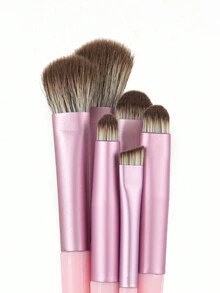 6pcs Eye Makeup Brushes Set Including Angled Eyeliner, Detail Shader, Blending Brush, Smudge Brush - Pink - View 6