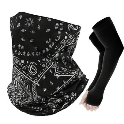 清凉面罩+臂套，面巾头巾耳圈，面部Rave拉法帽，男女款颈套，防尘防风，摩托车面罩，滑雪面罩