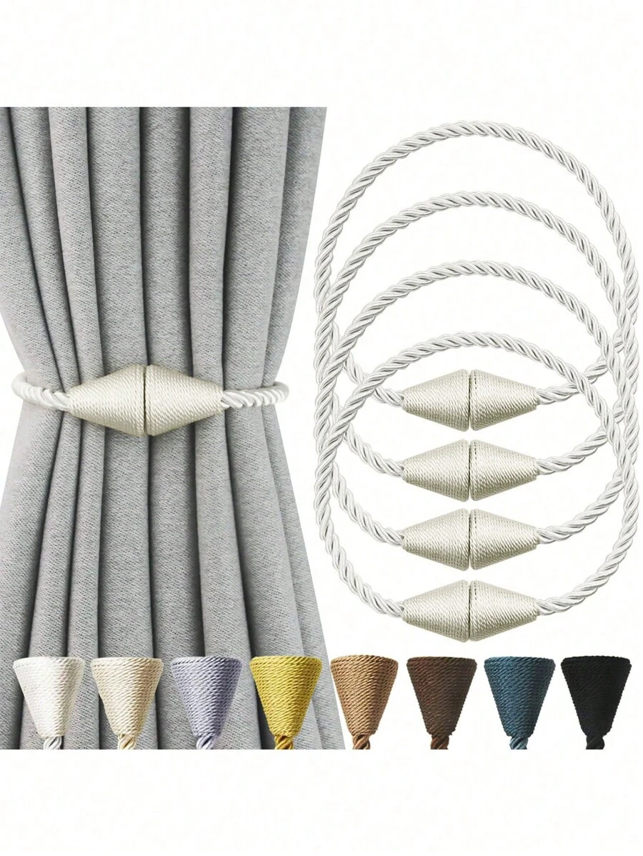 1 件磁性窗帘绑带绳现代手工窗帘绑带装饰窗帘编织固定绳适用于窗户装饰，奶油色 - 米色 - 查看 1