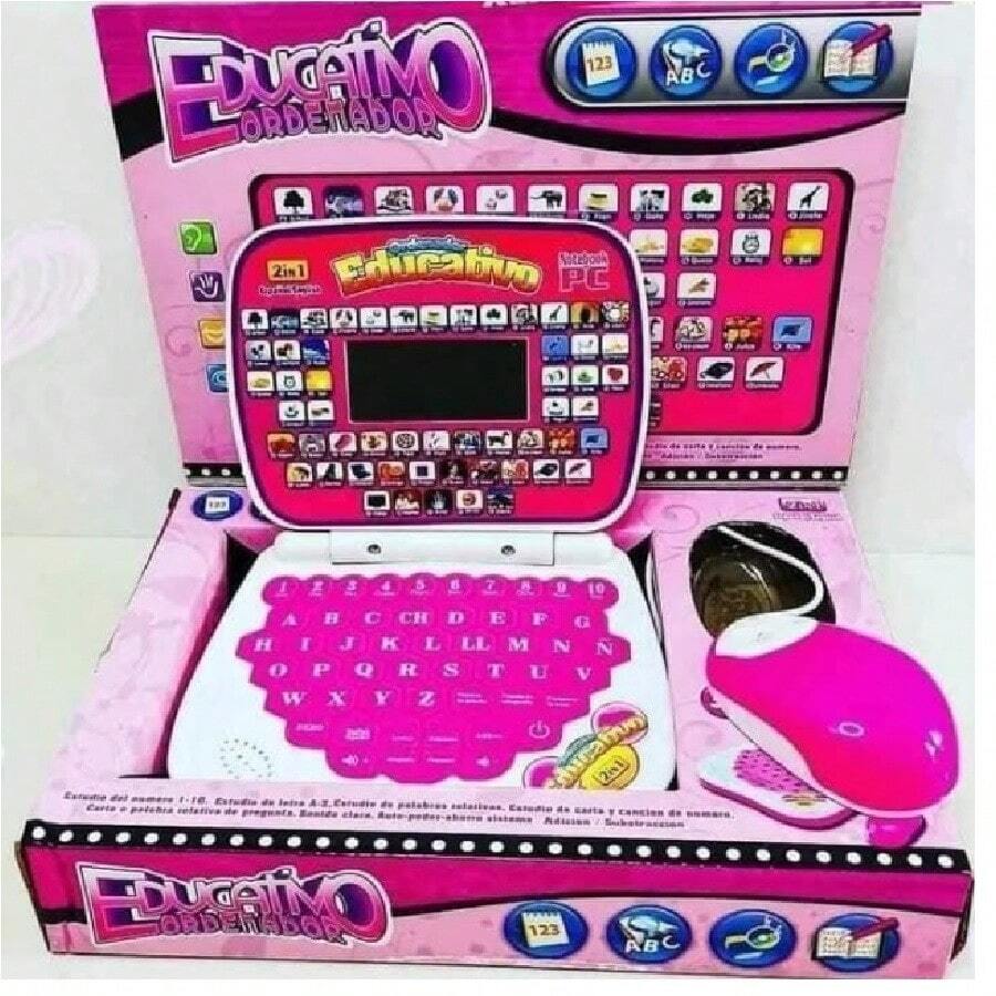 Computadora Juguete Para Niños Laptop Didáctica Interactiva - Rosa - Ver 1
