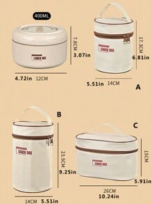 Microwavable Ceramic Lunch Box Set For Office Workers And Students, Lunch Bag Included - Multicolor - View 9