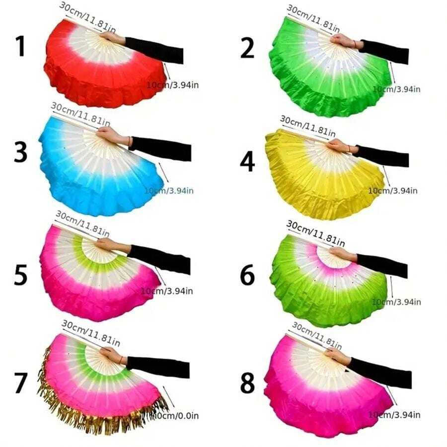 Wjnvfioo Ventaglio Per Danza Del Ventre In Seta Sintetica Velo Per Danza Del Ventre Ventaglio Cinese Veli Di Seta Tinti A Mano Ventaglio Di 120417699 - Foto 4