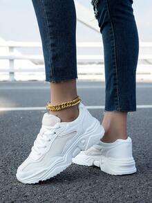Zapatos planos blancos para mujer de punta redonda con encaje, transpirables, simples y casuales para uso en exteriores con estilo - Blanco - Ver 5