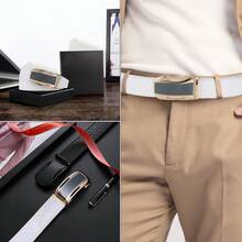 1條DOOPAI白色男士自動扣皮帶，可裁剪調整尺寸，真皮牛皮帶，舒適耐用，可隨時佩戴於任何場合，適用於送給愛人和朋友的禮物 - 惠蒂 - 查看 8